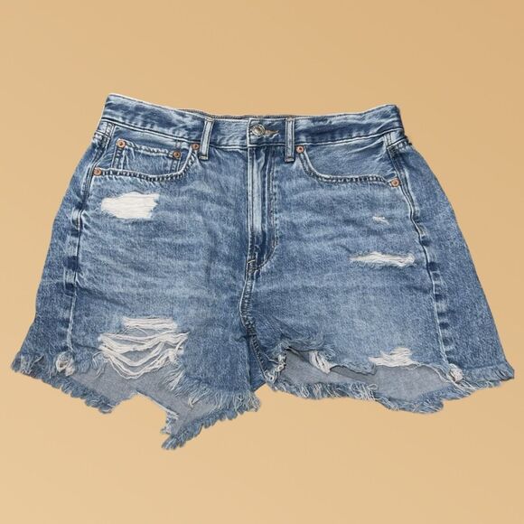 American Eagle Acid Wash Distressed 90s Boyfriend Denim Shorts Size 6 #135 - Picture 2 of 8